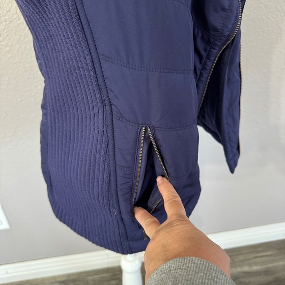 PrAna Women's Size M Navy Blue Diva Moto Mixed Materials Sweater Vest - Picture 11 of 12